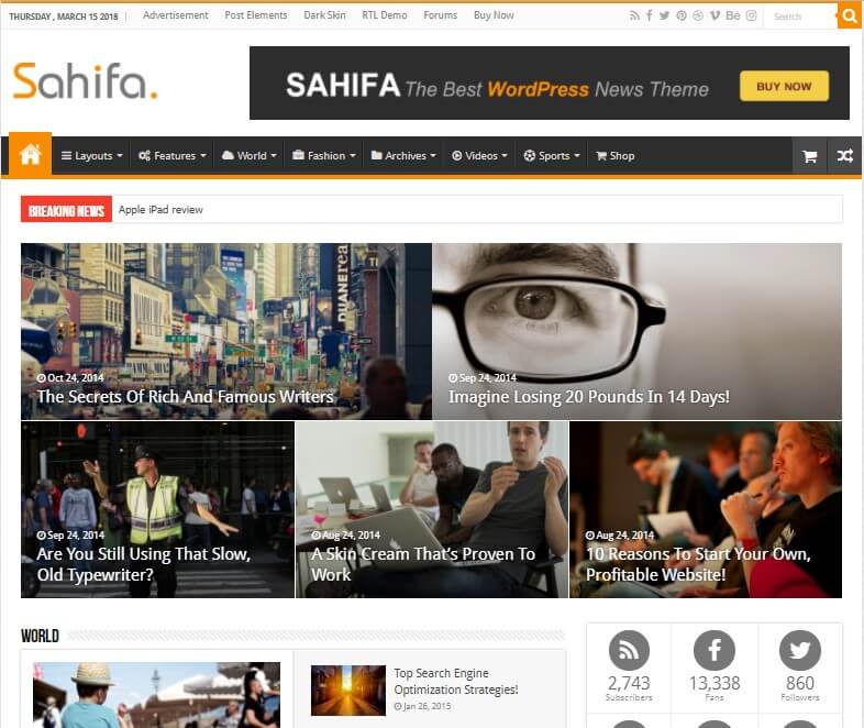Sahifa Review WordPress Theme 2019